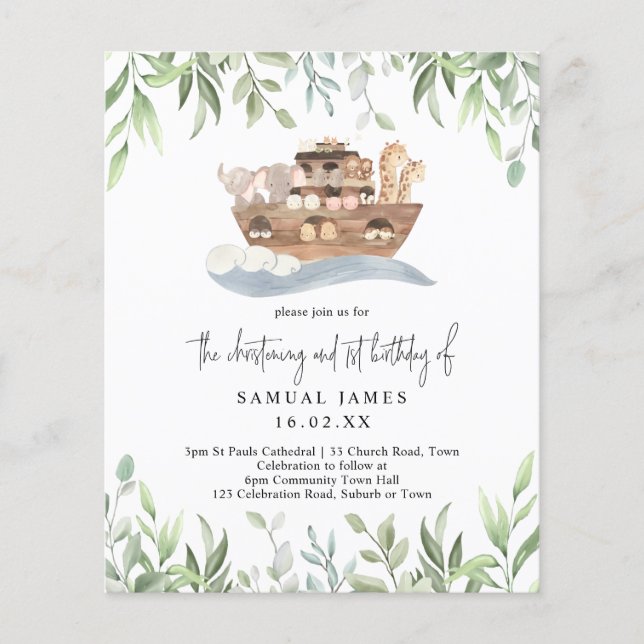 Budget Dop & 1:a födelsedag Noaks ark (Framsida)