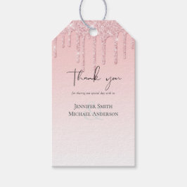 BUDGET Droppande Rosa Glitter Bröllop Presentetikett