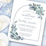 Budget Dusty Blue Blommigt 21:a födelsedagsinbjuda<br><div class="desc">Dusty blue peonies och wildblommor dekorerar en inbjudan till söt födelsedag. Modern kalligrafi och bågen tillför Boho Vibe.</div>