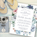 Budget Dusty Blue Blommigt 60:e födelsedagsinbjuda<br><div class="desc">Dusty blue ro och vilda blommor dekorerar en söt födelsedagsinbjudan. Modern kalligrafi lägger till Boho Vibe.</div>