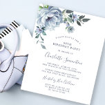 Budget Dusty Blue Blommigt 60:e födelsedagsinbjuda<br><div class="desc">En dammig blå peony och vilda blommor dekorerar en söt-födelsedagsinbjudan. Modern kalligrafi lägger till Boho Vibe.</div>