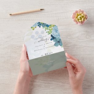 Budget Dusty Blue Blommigt Bröllop