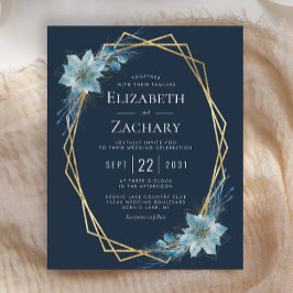 Budget Dusty Blue Blommigt Navy Winter Wedding