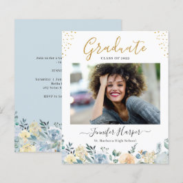 Budget Dusty Blue Blommigt Studenten meddelande