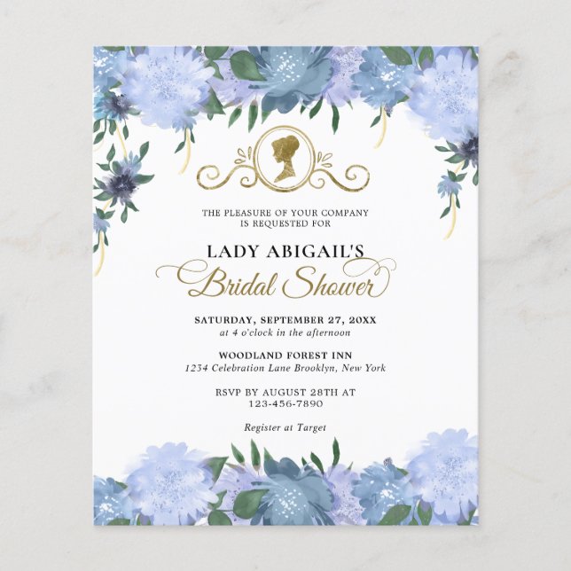 Budget Dusty Blue Blommigt Victorian Möhippa (Framsida)