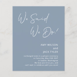 Budget Dusty Blue Elopement Notification