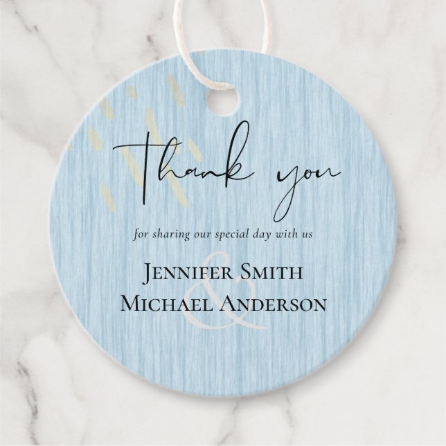 Budget Dusty Blue Guld Bröllop Gåvor Etiketter (Framsida)