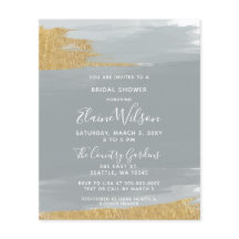 Budget Dusty Blue Guld Inbjudningskort för möhippa