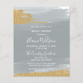 Budget Dusty Blue Guld Inbjudningskort för möhippa