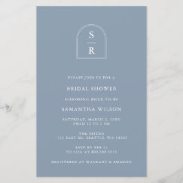 Budget Dusty Blue Modern Inbjudningskort för möhip