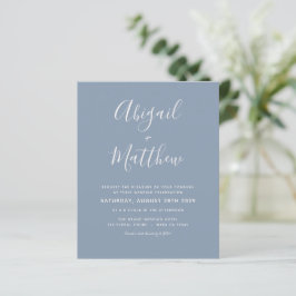 Budget Dusty Blue Modern Photo Wedding-inbjudan