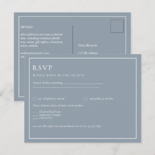 Budget Dusty Blue Monochrome-Bröllop OSA Vykort