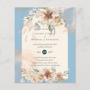 BUDGET Dusty Blue Pampas Grass Bröllop Flygblad