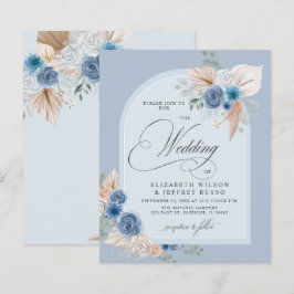 Budget Dusty Blue Pampas Wedding bjudande