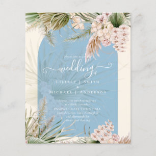 BUDGET Dusty Blue Peach Pampas Grass Bröllop Flygblad