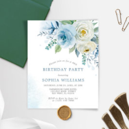 Budget Dusty Blue Ro Födelsedagsfest inbjudan