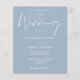 Budget Dusty Blue Wedding-inbjudan