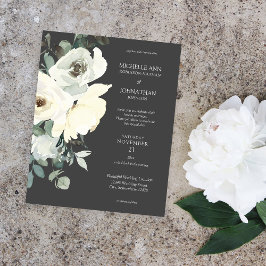 Budget Dusty Blue & Whi Blommigt Grått Bröllop Fly Flygblad