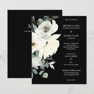 Budget Dusty Blue & White på Black Blommigt Bröllo