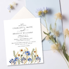 Budget Dusty Blue Wildblombröllop - inbjudan