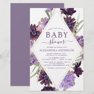 Budget Dusty Lila Blommigt Greenery Baby Shower