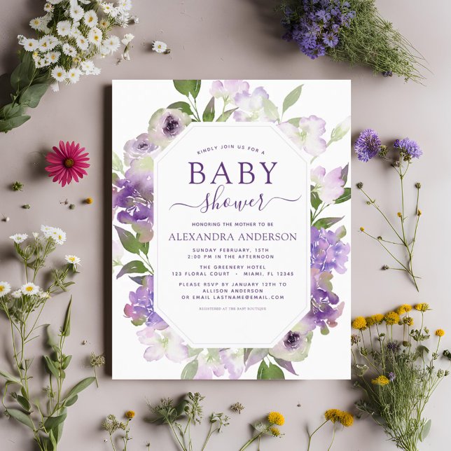 Budget Dusty Lila Blommigt Greenery Baby Shower (Skapare uppladdad)