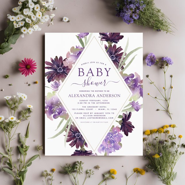 Budget Dusty Lila Blommigt Greenery Baby Shower (Skapare uppladdad)
