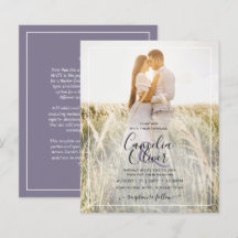BUDGET Dusty Lila Photo Overlay Wedding bjudande i