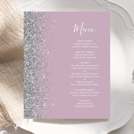 Budget Dusty Lilac Silver Glitter Bröllop Menu