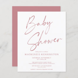 Budget Dusty Mauve Ro Rosa Script Baby Shower