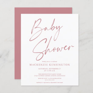 Budget Dusty Mauve Ro Rosa Script Baby Shower