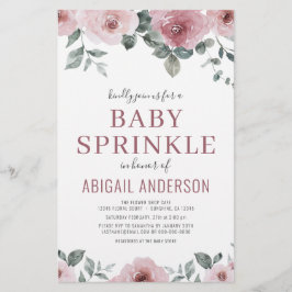 Budget Dusty Ro Blommigt Baby Sprinkle-inbjudan
