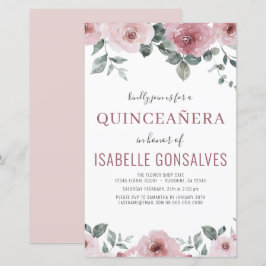 Budget Dusty Ro Blommigt QUINCEAÑERA-inbjudan