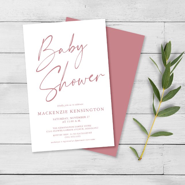 Budget Dusty Ro Mauve Script Baby Shower FLYER (Skapare uppladdad)