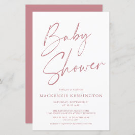 Budget Dusty Ro Mauve Simple Script Baby Shower