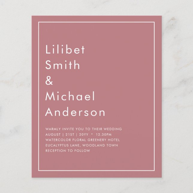 BUDGET Dusty Ro MONOCHROME Bröllop Flygblad (Framsidan)