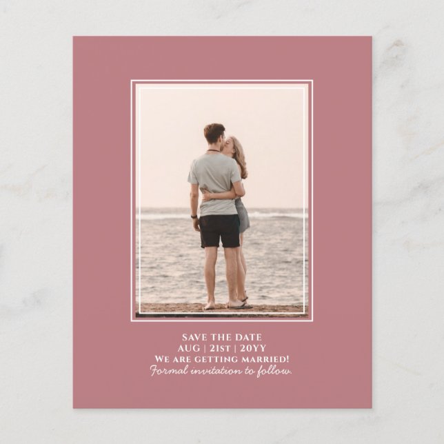 BUDGET Dusty Ro PHOTO Save Date BRÖLLOP Flygblad (Framsidan)