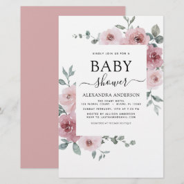 Budget Dusty Ro Rosa Baby Shower Blommigt