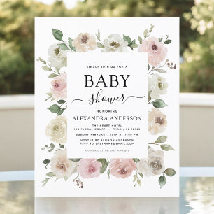 Budget Dusty Ro Rosa Baby Shower-inbjudan