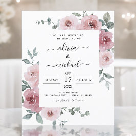 Budget Dusty Ro Rosa Blommigt Bröllop Flygblad