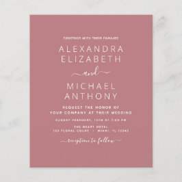 Budget Dusty Ro Rosa bröllopsinbjudan Flygblad