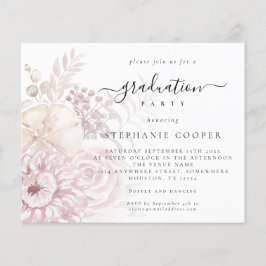 Budget Dusty Rosa Blommigt Studentfest Inbjudan