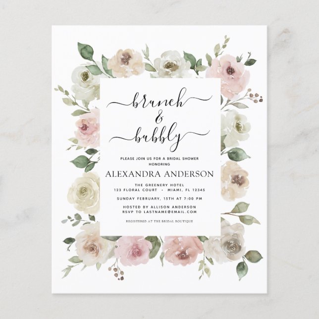 Budget Dusty Rosa Brunch & Bubly Möhippa Flygblad (Framsidan)