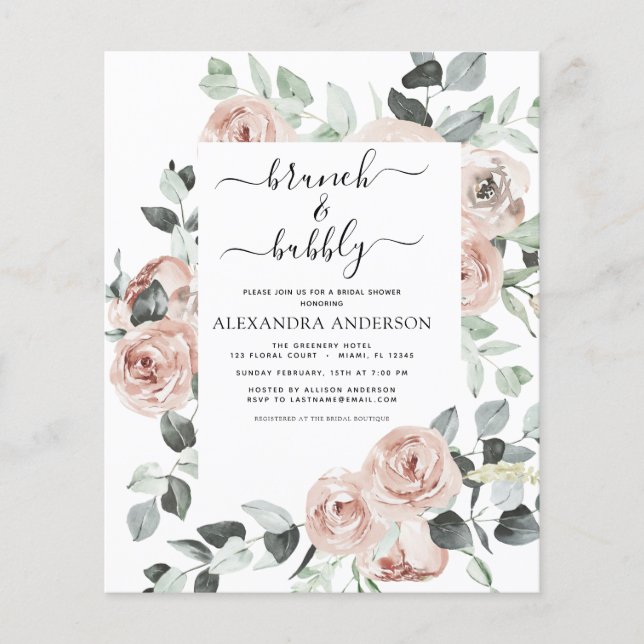 Budget Dusty Rosa Brunch & Bubly Möhippa Flygblad (Framsidan)