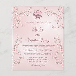 BUDGET Dusty Rosa Cherry Blommar China Bröllop