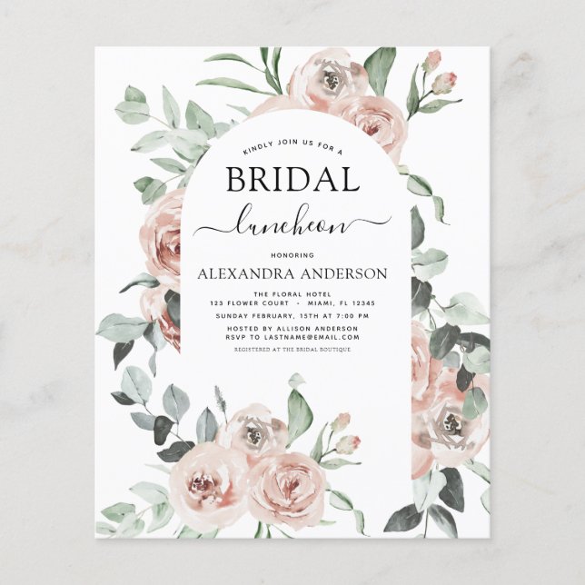 Budget Dusty Rosa Möhippa Luncheon Flygblad (Framsidan)