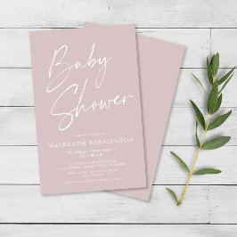 Budget Dusty Rosa Simple Script Baby Shower FLYER