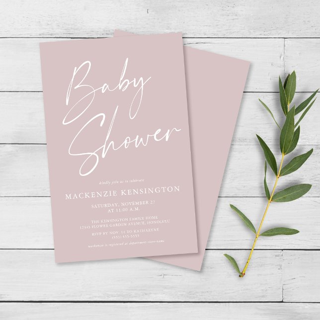 Budget Dusty Rosa Simple Script Baby Shower FLYER (Skapare uppladdad)