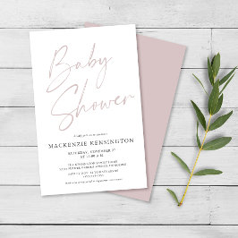 Budget Dusty Rosa Simple Script Baby Shower FLYER