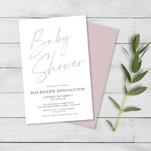 Budget Dusty Rosa Simple Script Baby Shower FLYER